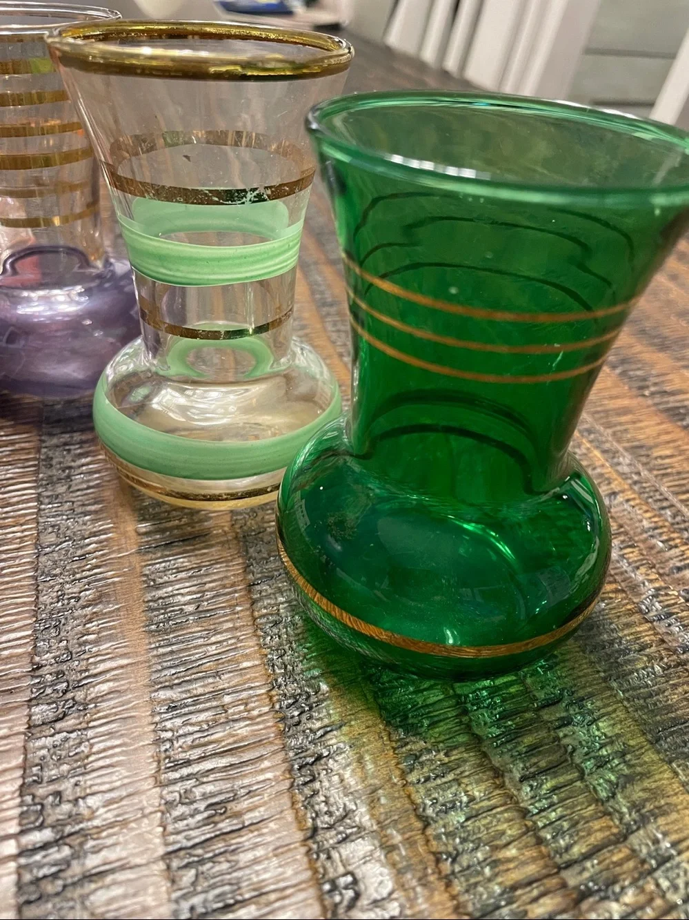 Vintage MCM Miniature Bud Vase Lot Set of 6 Bartlett Collins Retro Rainbow Glass